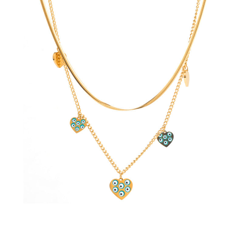 Wholesale 18k gold titanium steel multi-layer stacked stainless steel sweater chain necklace